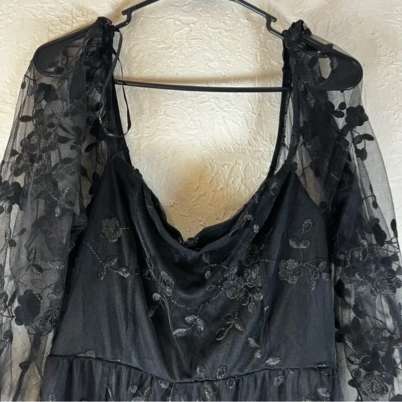 Lulu's Darling Charisma Black Mesh Embroidered Midi Dress - Picture 5 of 15